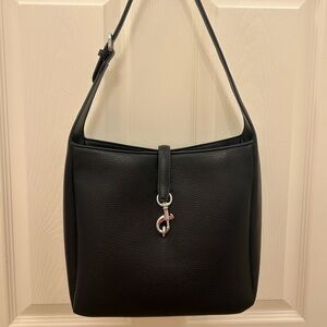 DKNY Black Pebbled Leather Shoulder Bag